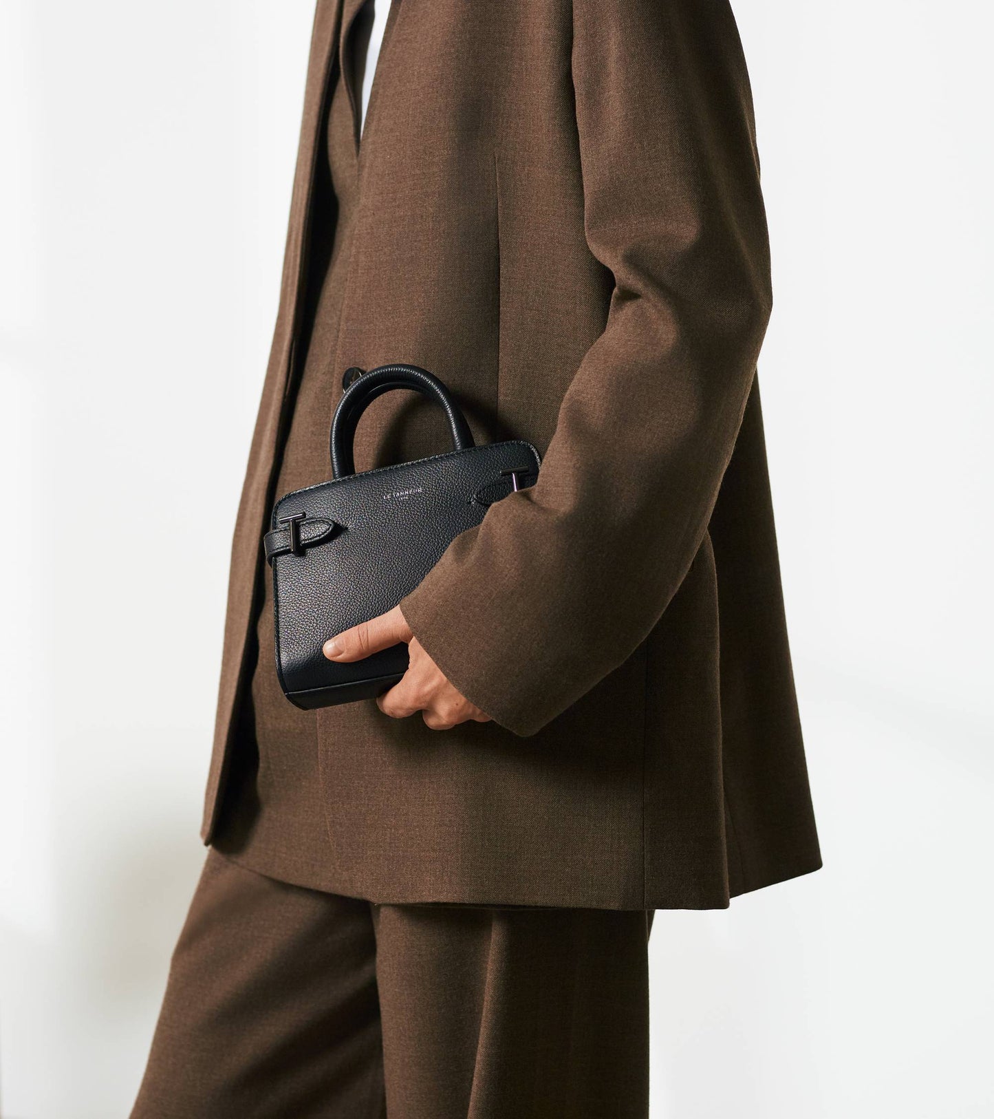 Mini sac à main Emilie en cuir grainé - Noir