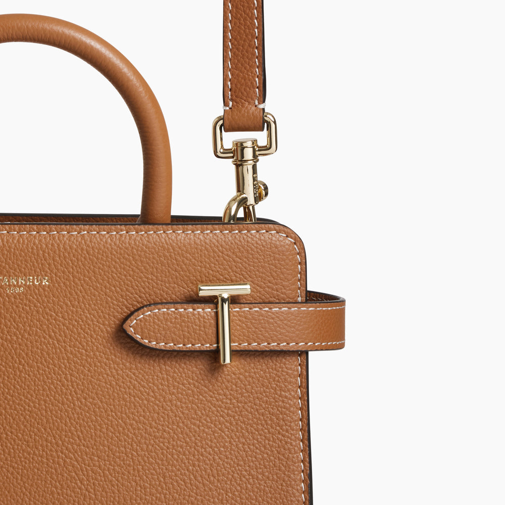 Petit sac à main Emilie en cuir grainé - Marron Tan