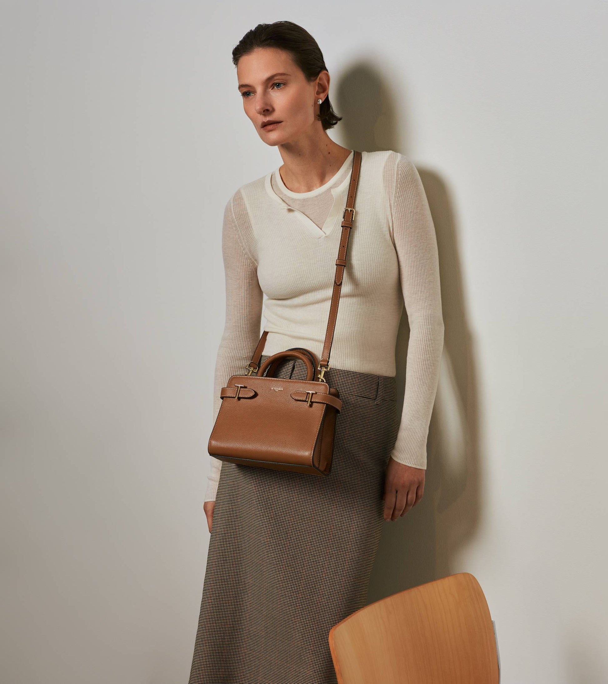Petit sac à main Emilie en cuir grainé - Marron Tan