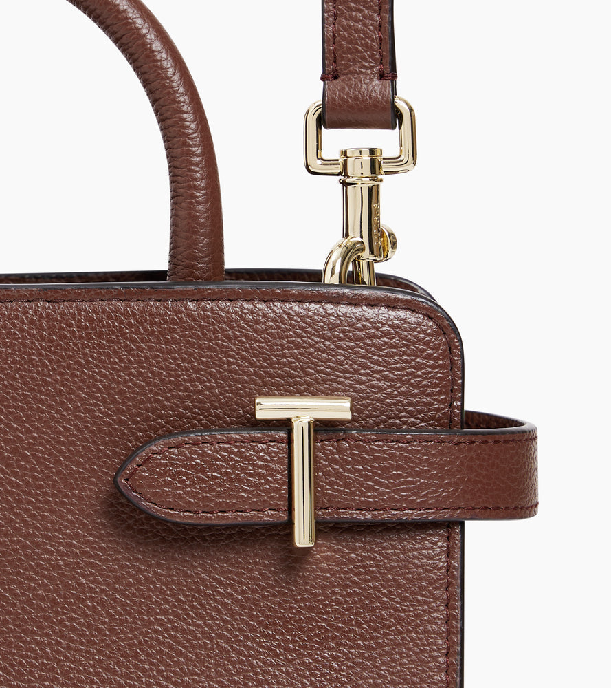 Petit sac à main Emilie en cuir grainé - Marron Ebène