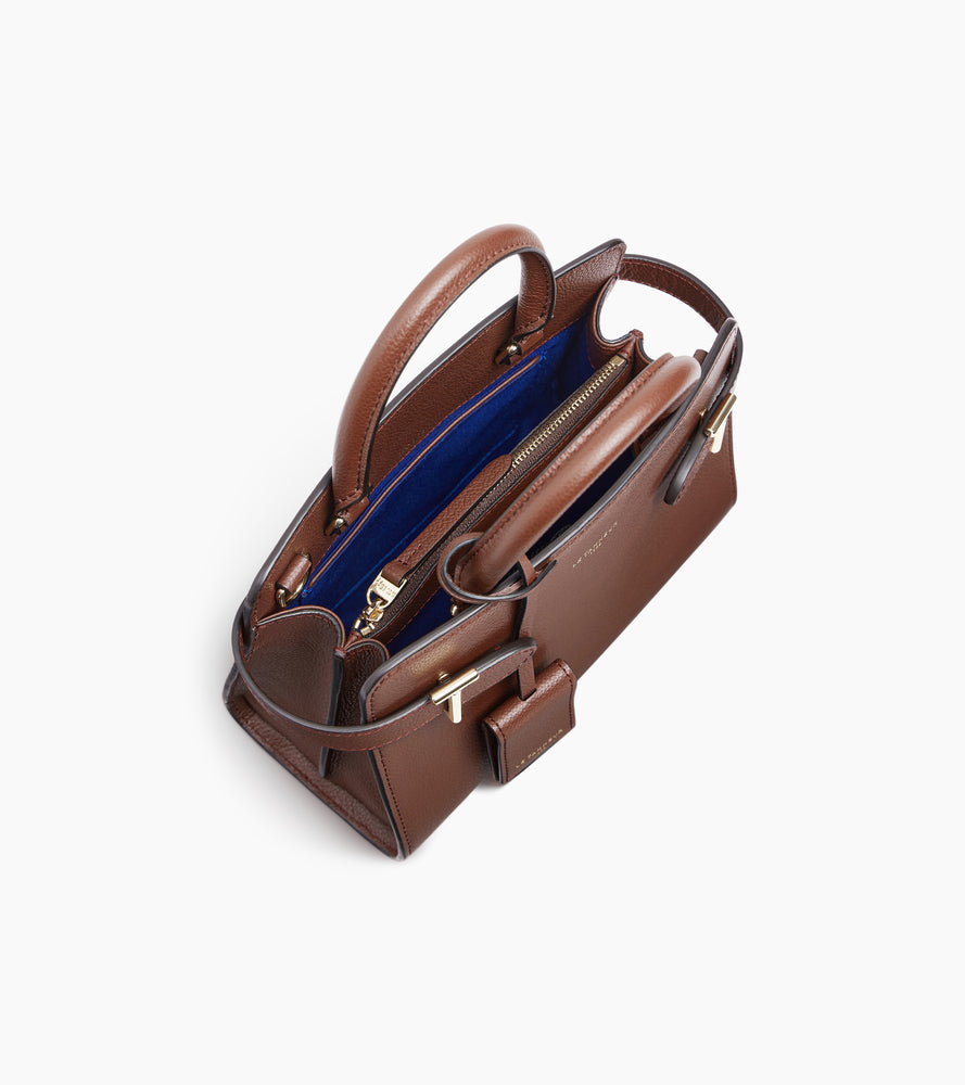 Petit sac à main Emilie en cuir grainé - Marron Ebène