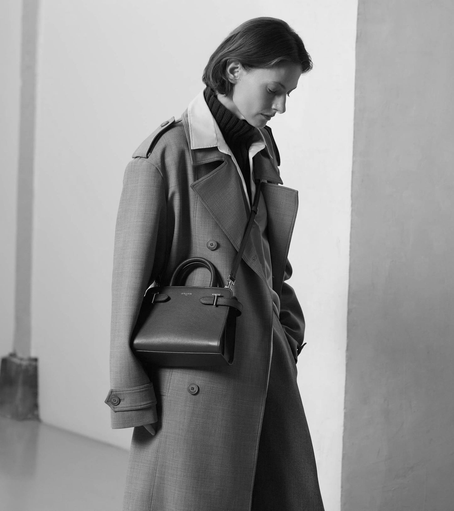 Petit sac à main Emilie en cuir grainé - Vert Aloe