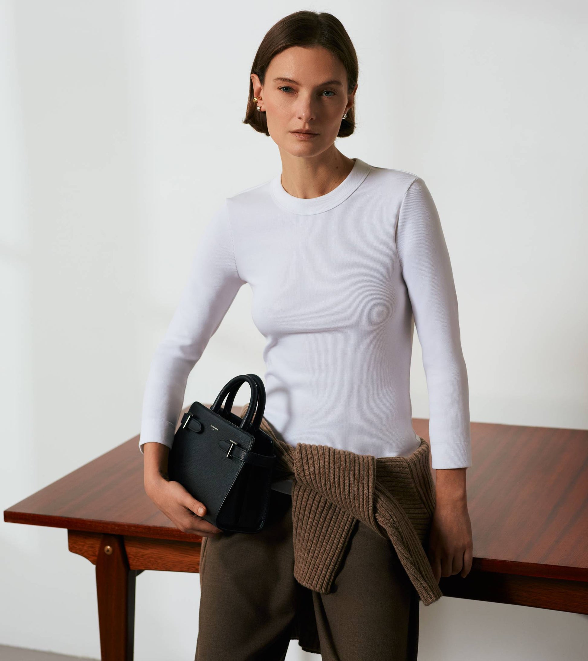 Petit sac à main Emilie en cuir grainé - Noir