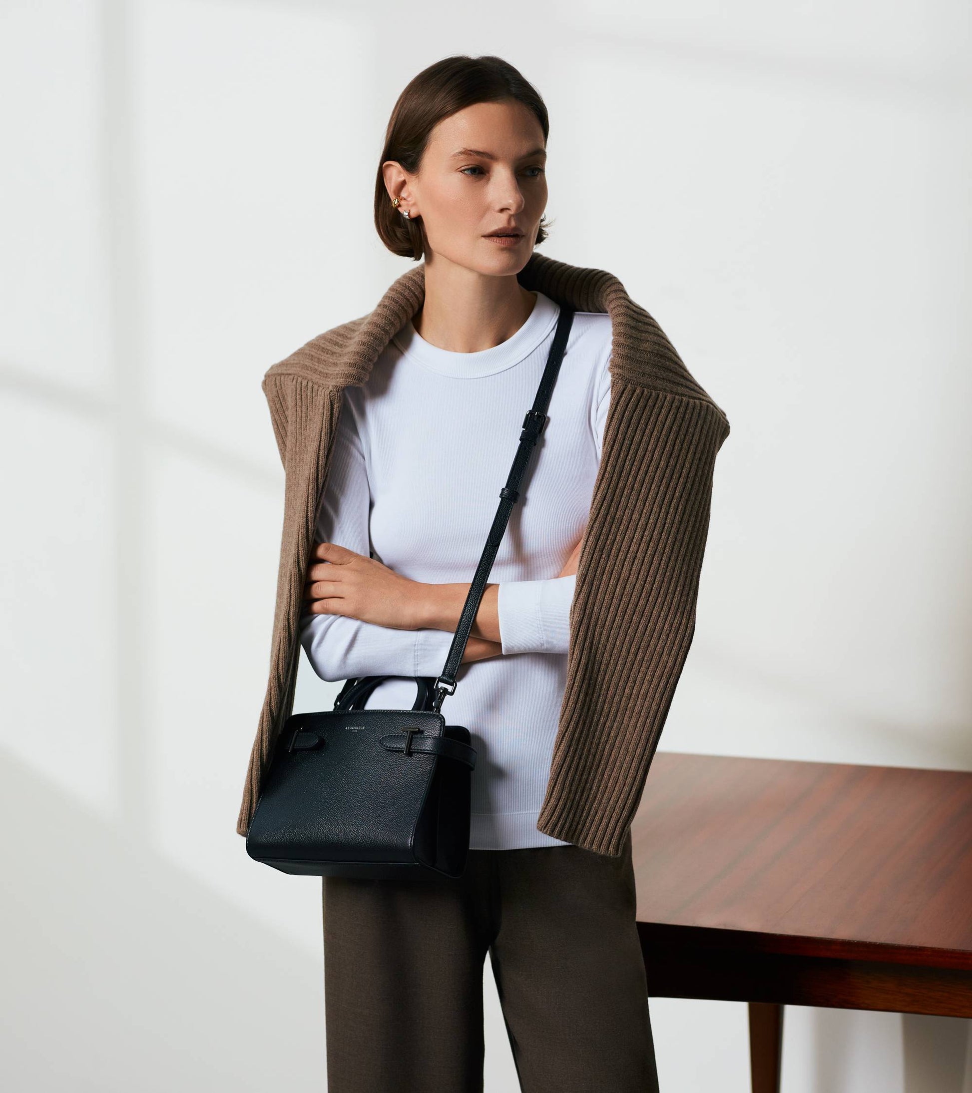 Petit sac à main Emilie en cuir grainé - Noir