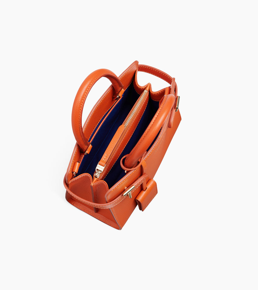 Petit sac à main Emilie en cuir grainé - Orange Terre Brûlée