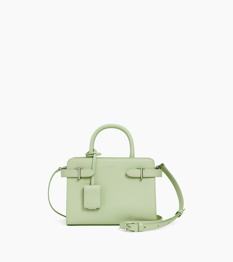 Petit sac à main Emilie en cuir grainé - Vert Aloe