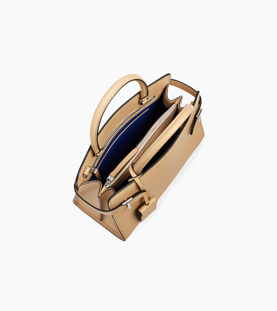 Sac à main moyen modèle Emilie en cuir grainé - Beige Désert