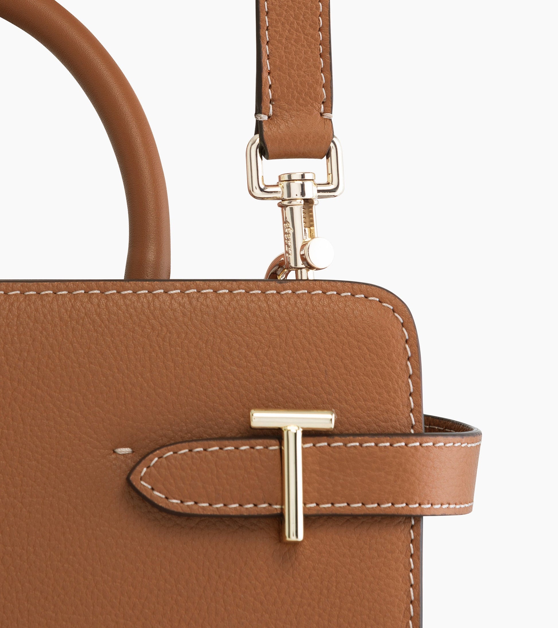 Sac à main moyen modèle Emilie en cuir grainé - Marron Tan