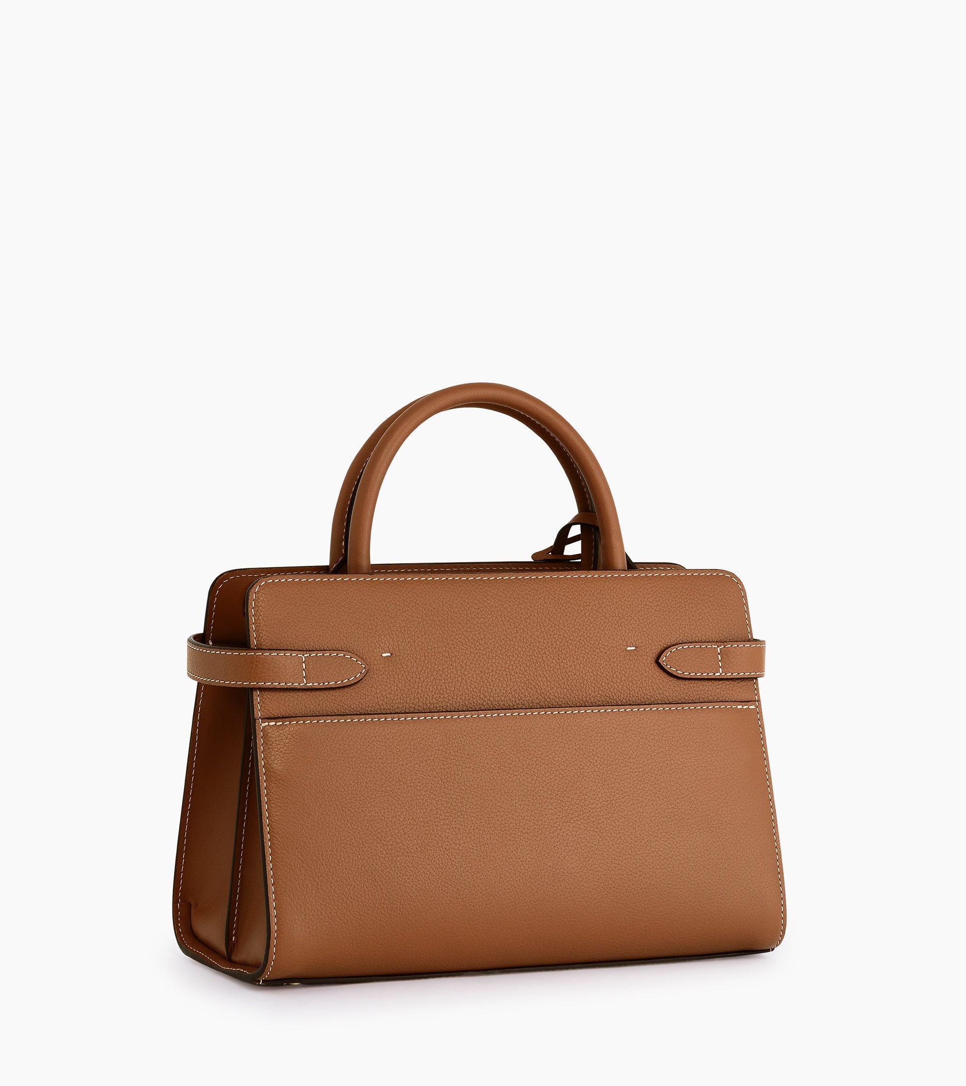 Sac à main moyen modèle Emilie en cuir grainé - Marron Tan