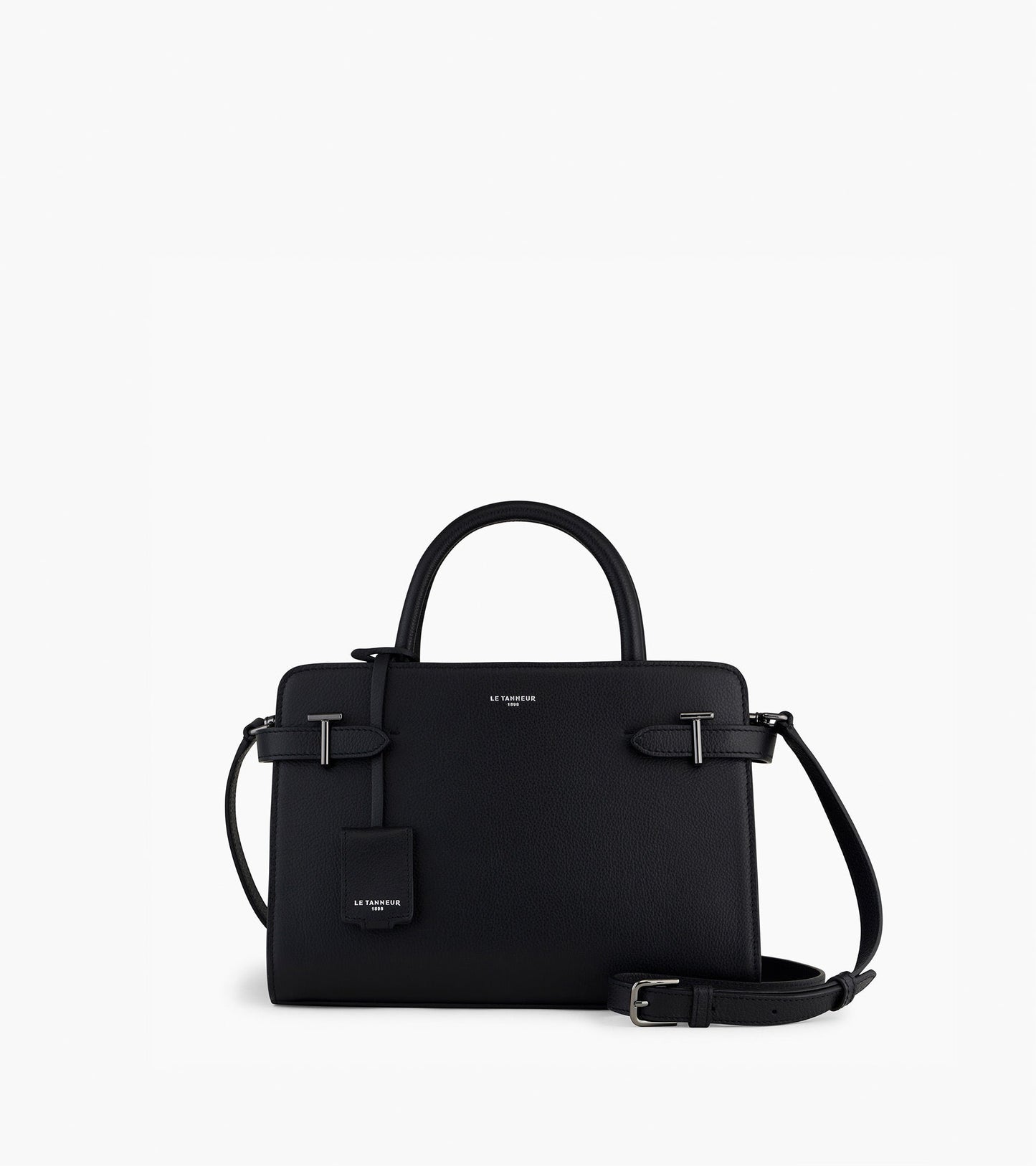 Sac à main moyen modèle Emilie en cuir grainé - Noir