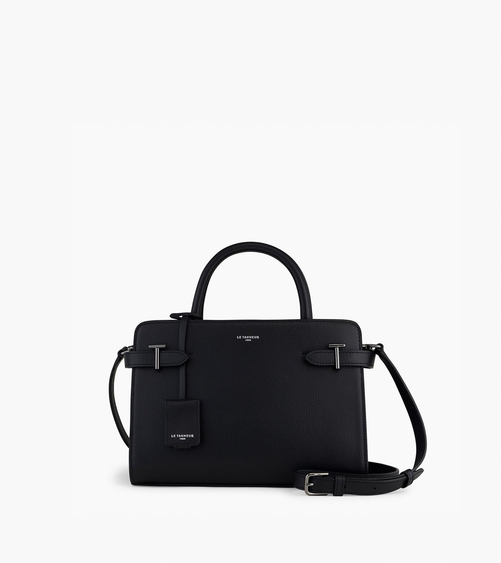 Sac à main moyen modèle Emilie en cuir grainé - Noir