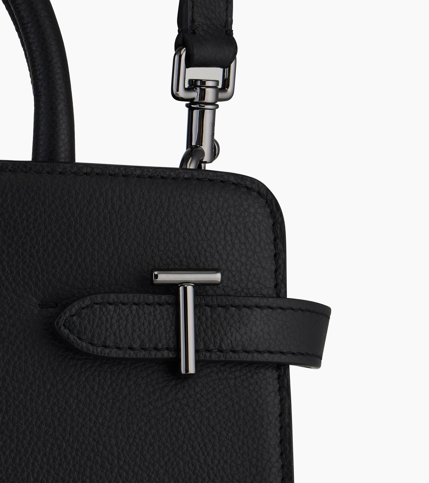 Sac à main moyen modèle Emilie en cuir grainé - Noir