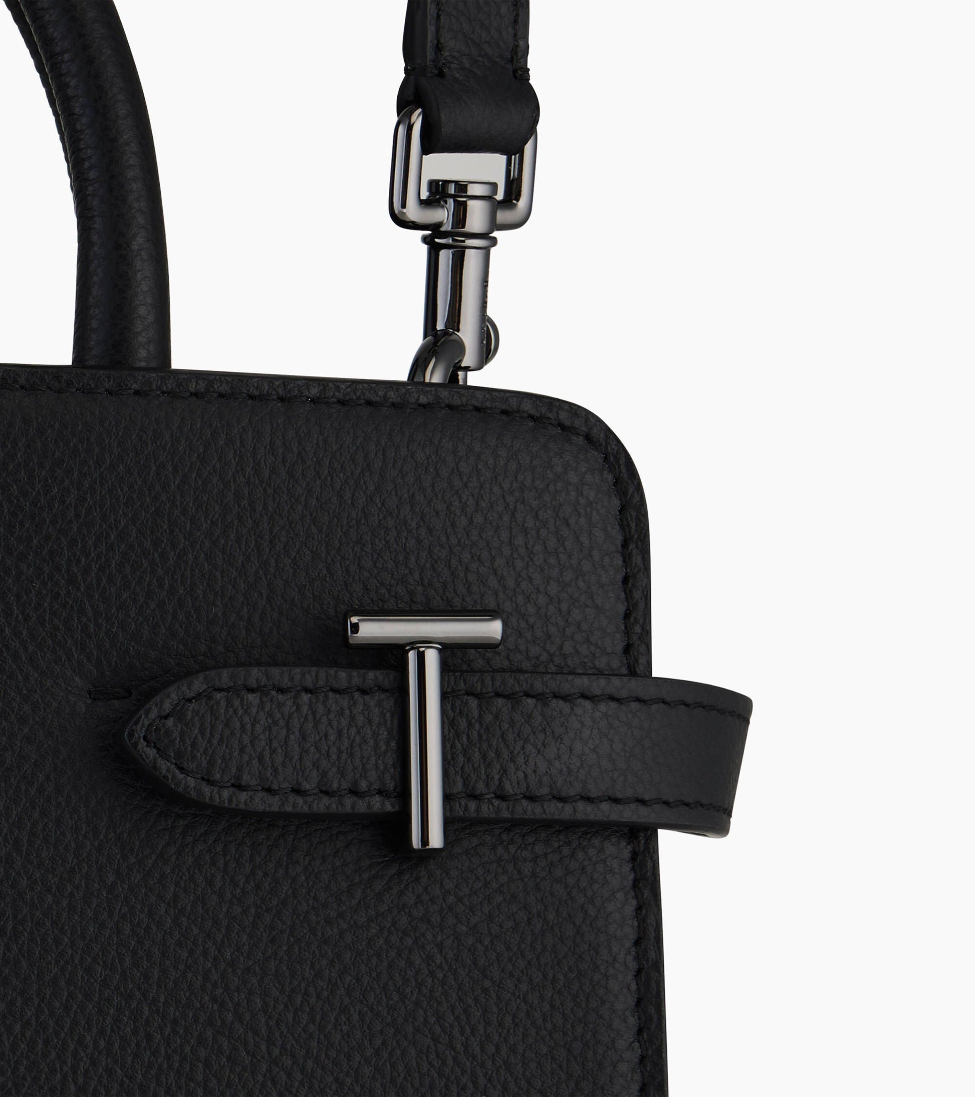Sac à main moyen modèle Emilie en cuir grainé - Noir