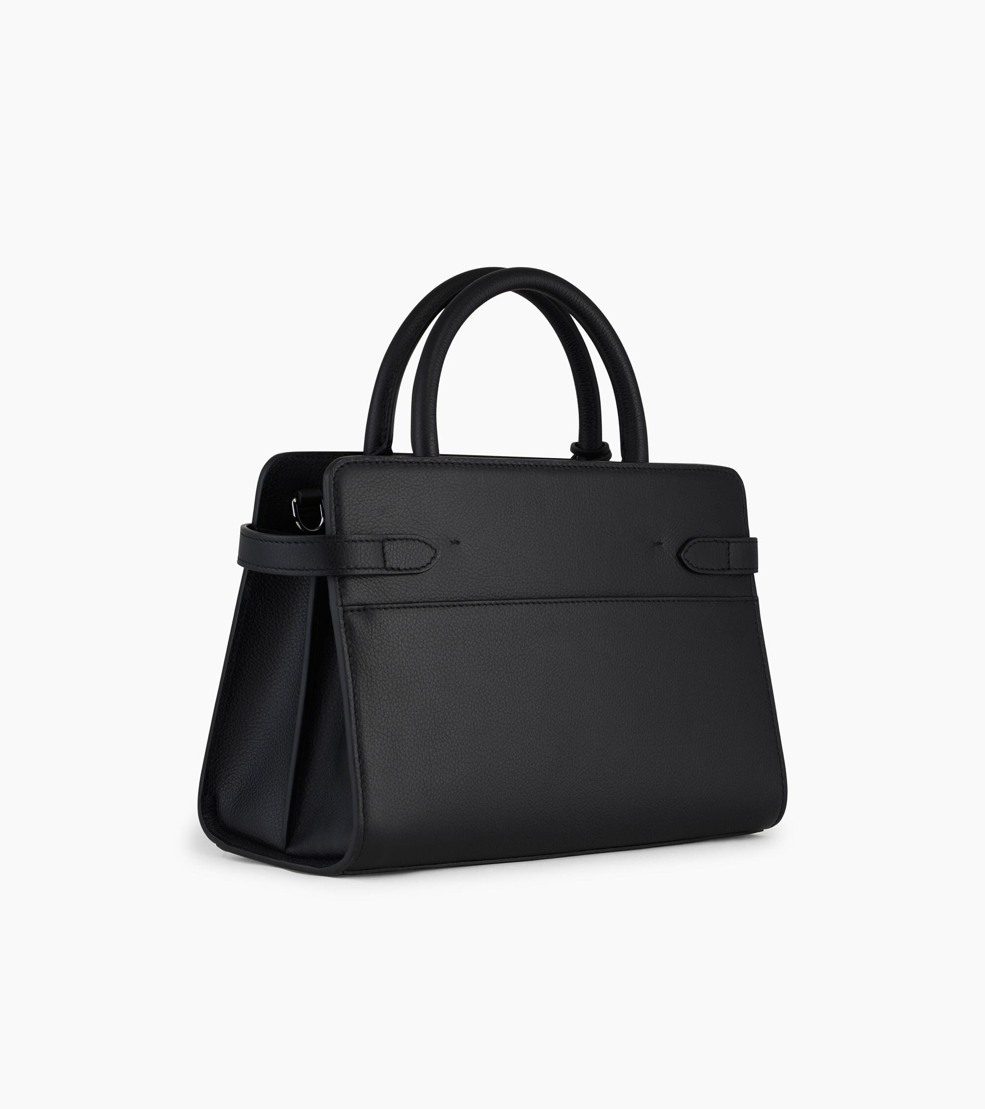 Sac à main moyen modèle Emilie en cuir grainé - Noir