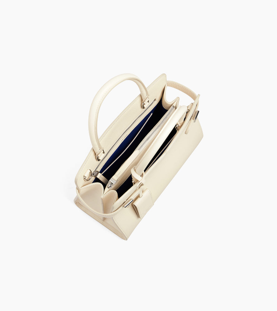 Sac à main moyen modèle Emilie en cuir grainé - Blanc Fleur de Sel