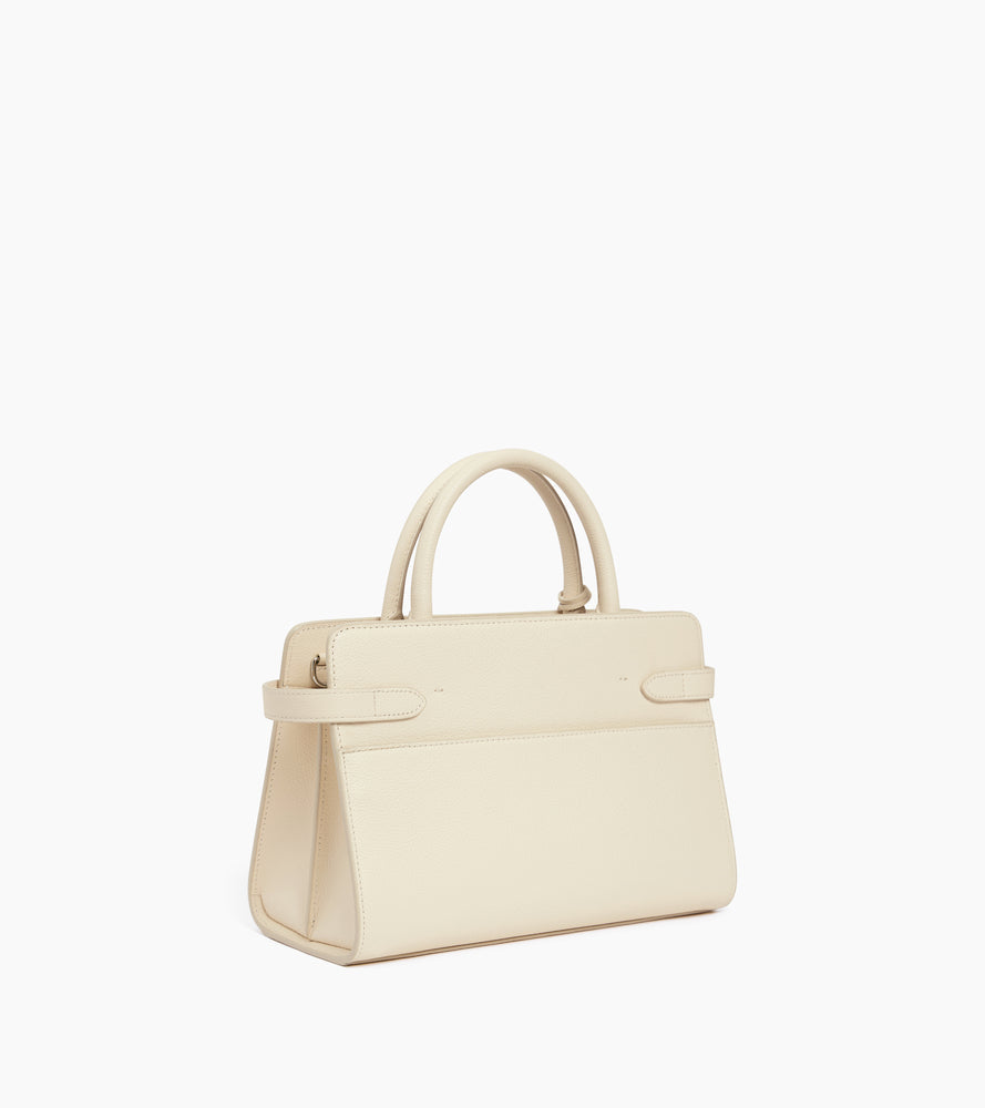 Sac à main moyen modèle Emilie en cuir grainé - Blanc Fleur de Sel