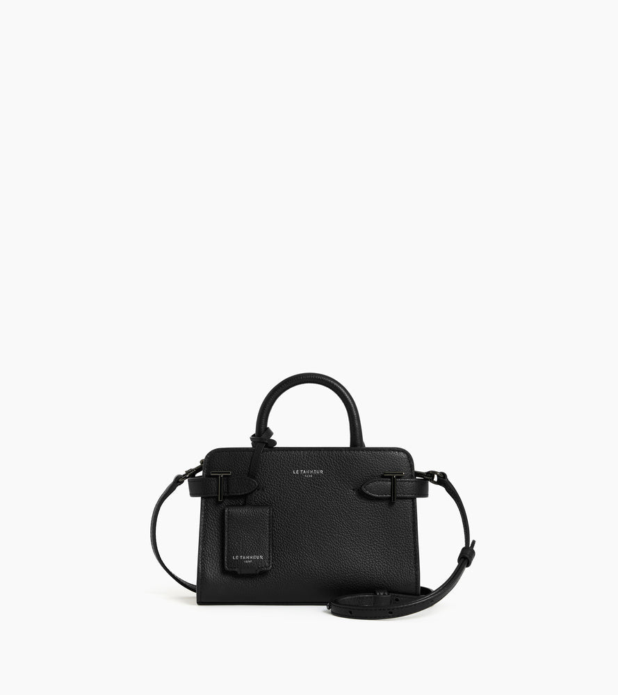Mini sac à main Emilie en cuir grainé - Noir