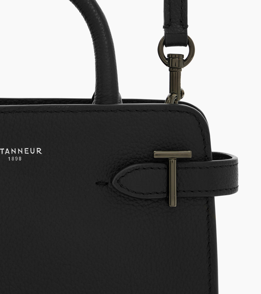 Mini sac à main Emilie en cuir grainé - Noir