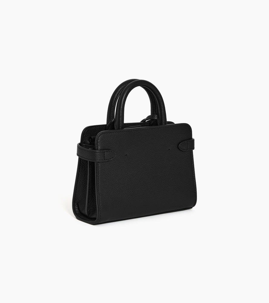 Mini sac à main Emilie en cuir grainé - Noir