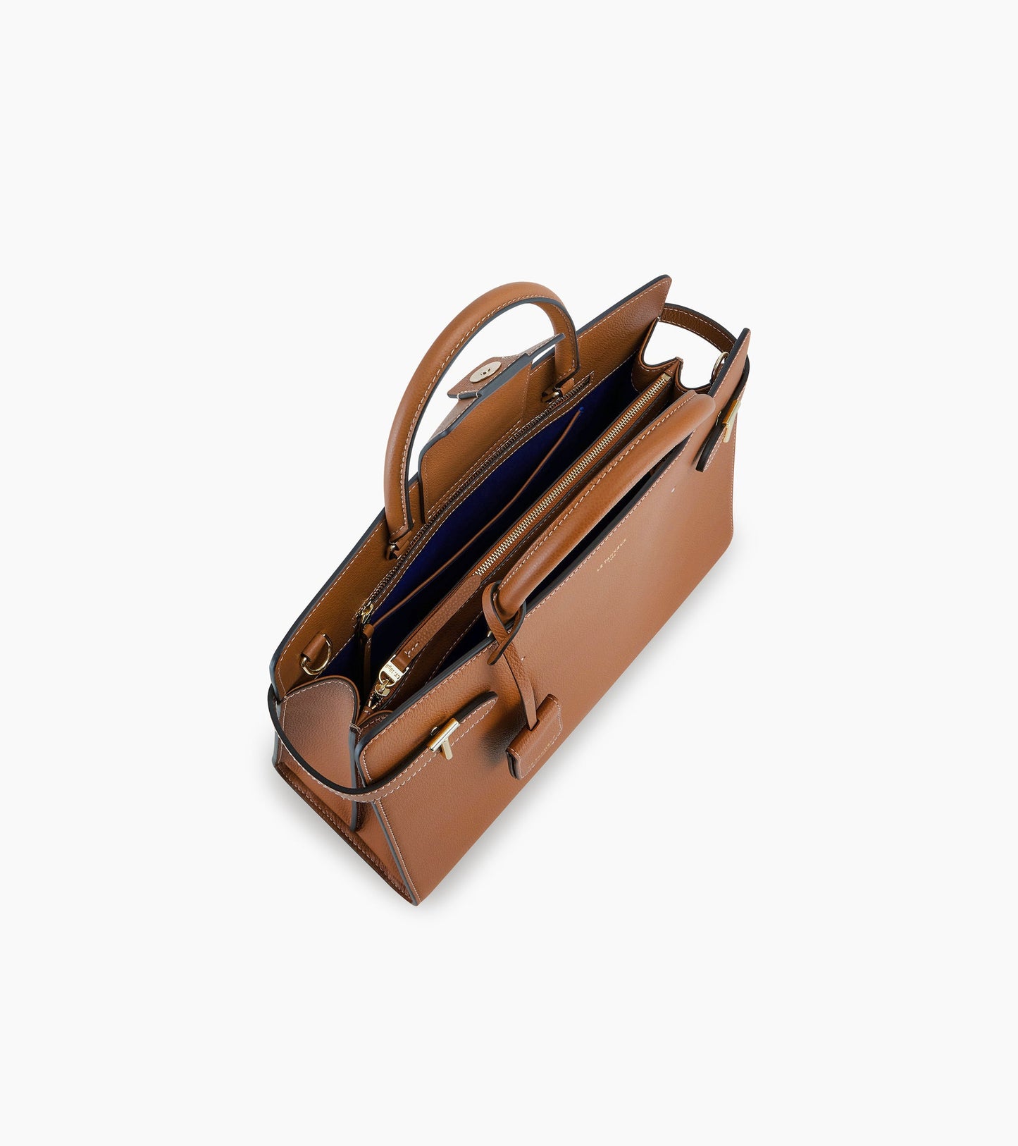 Grand sac à main Emilie en cuir grainé - Marron Tan