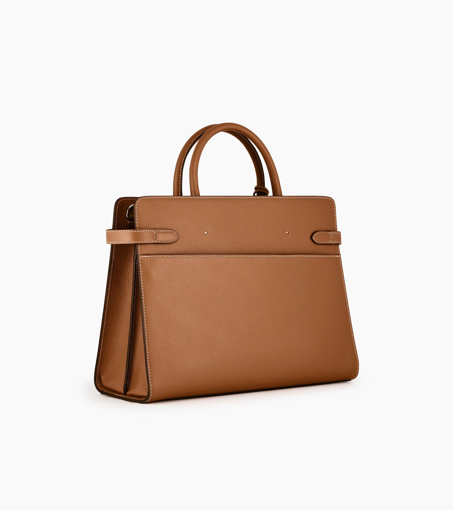 Grand sac à main Emilie en cuir grainé - Marron Tan